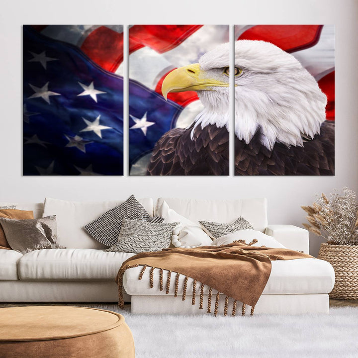 American Flag Eagle Wall Art Canvas Print