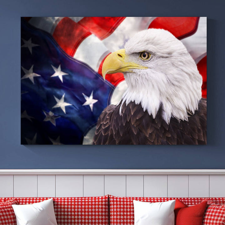 American Flag Eagle Wall Art Canvas Print