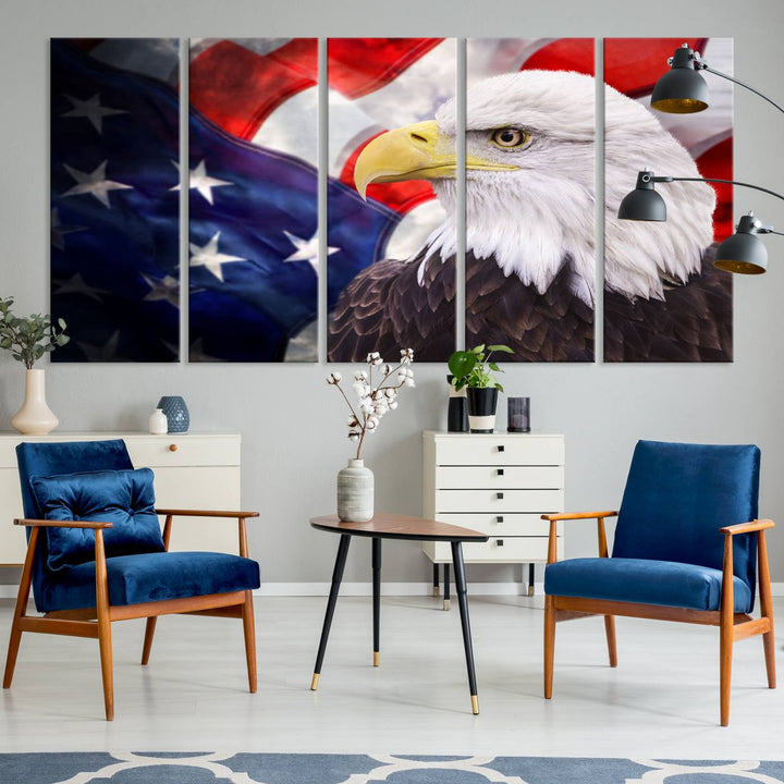 American Flag Eagle Wall Art Canvas Print