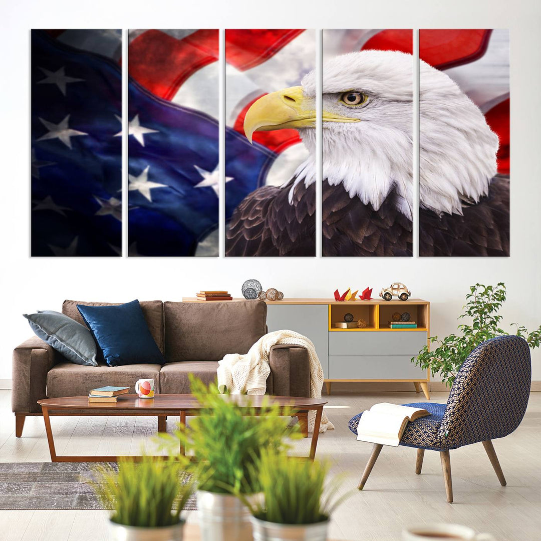 American Flag Eagle Wall Art Canvas Print