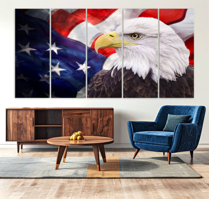 American Flag Eagle Wall Art Canvas Print