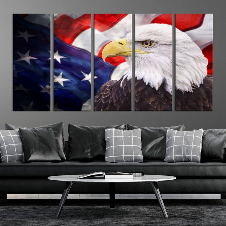 American Flag Eagle Wall Art Canvas Print