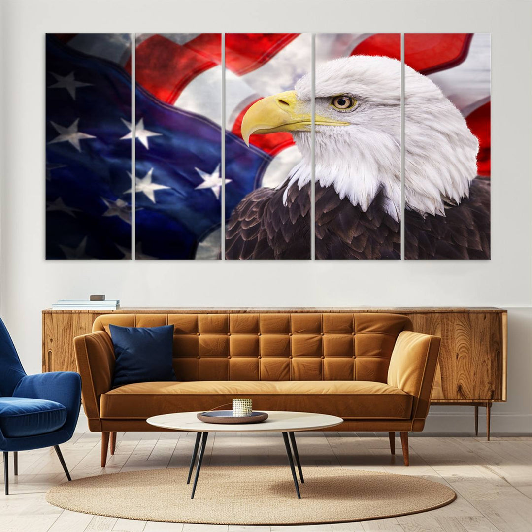 American Flag Eagle Wall Art Canvas Print