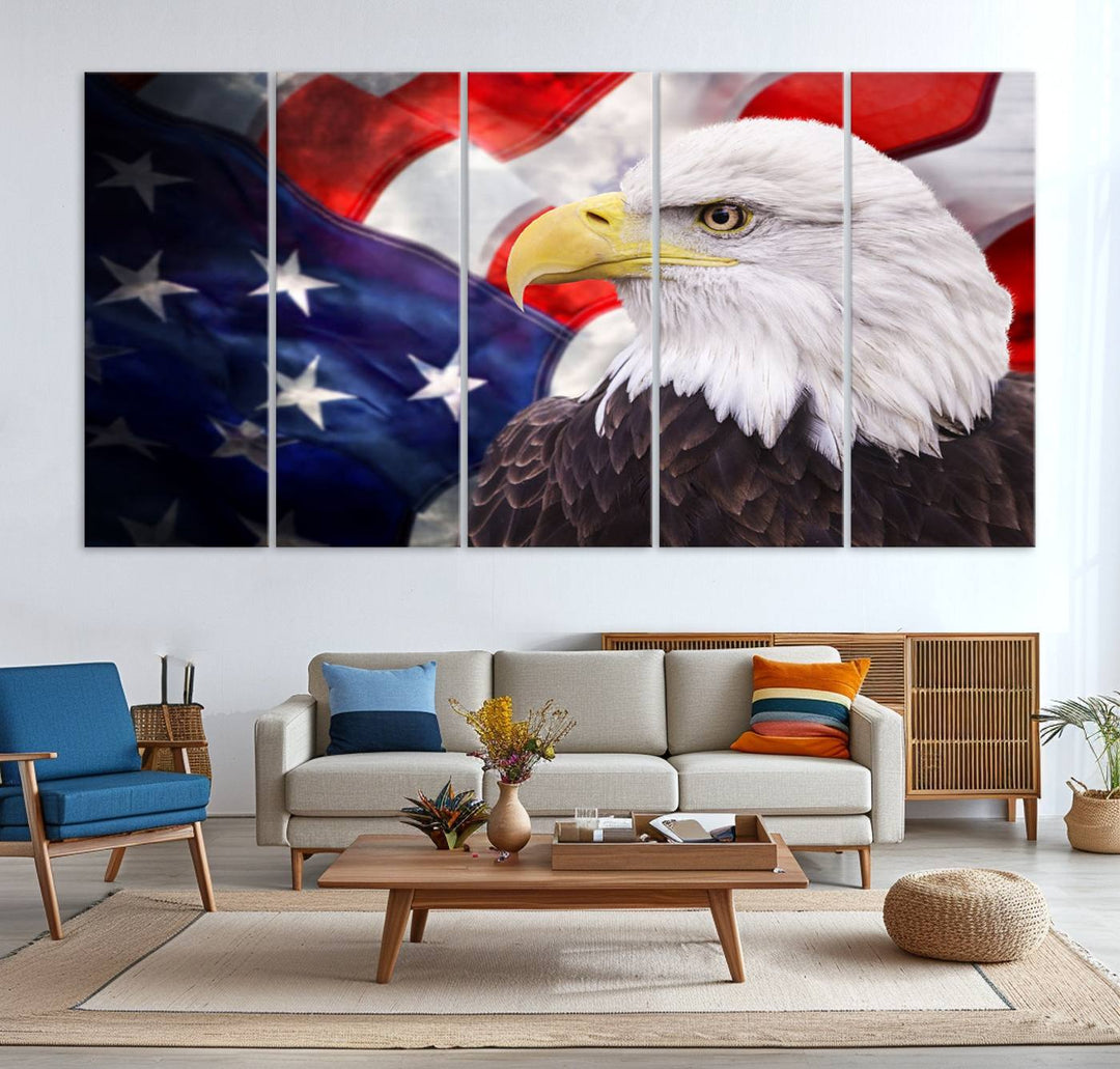 American Flag Eagle Wall Art Canvas Print