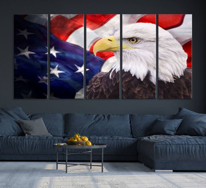 American Flag Eagle Wall Art Canvas Print