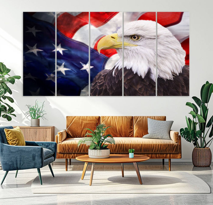 American Flag Eagle Wall Art Canvas Print