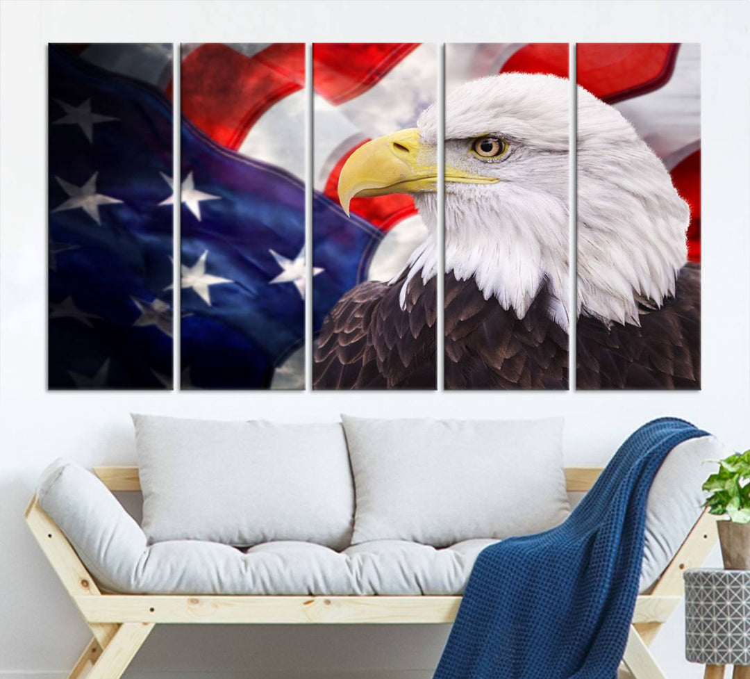 American Flag Eagle Wall Art Canvas Print