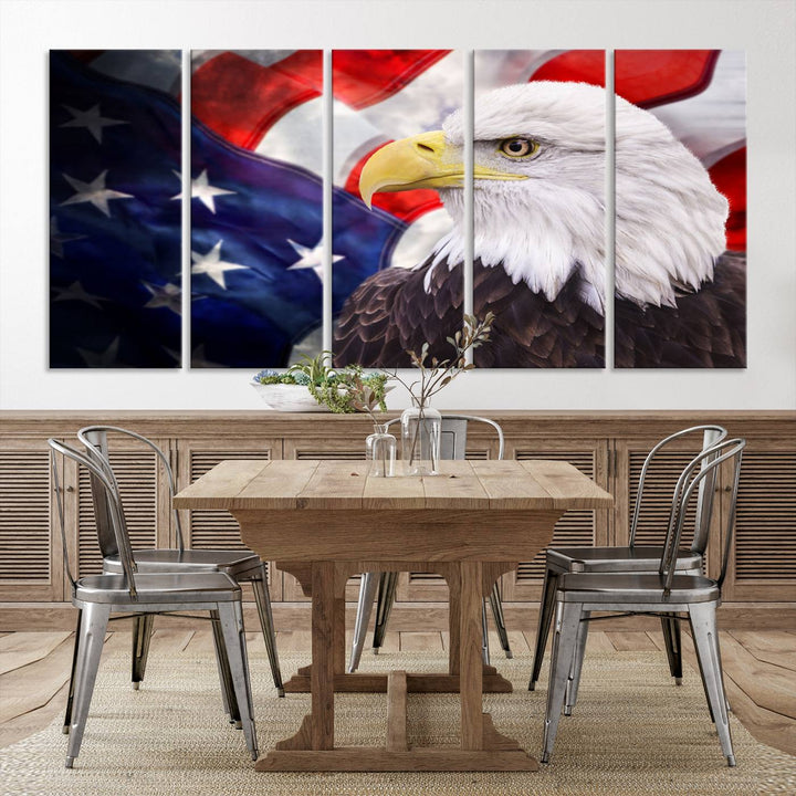 American Flag Eagle Wall Art Canvas Print