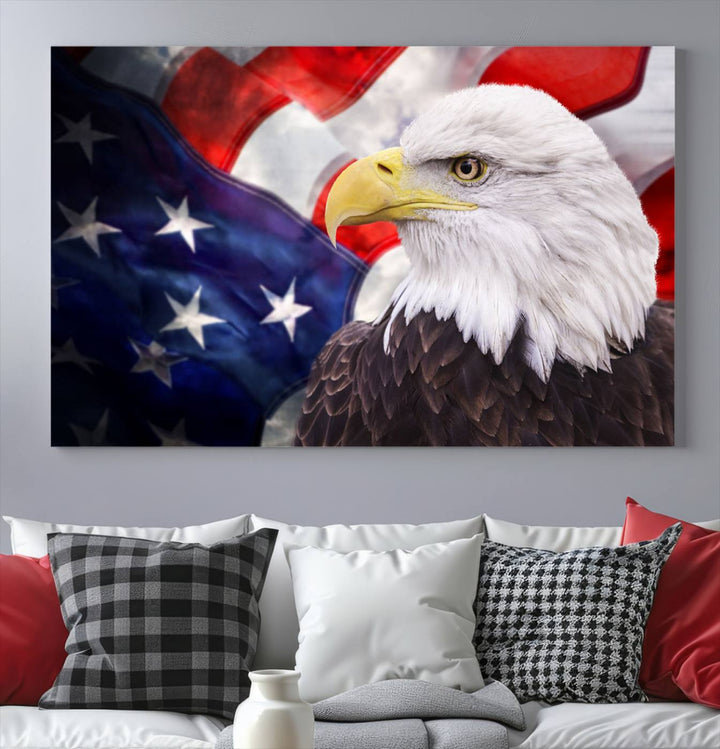 American Flag Eagle Wall Art Canvas Print