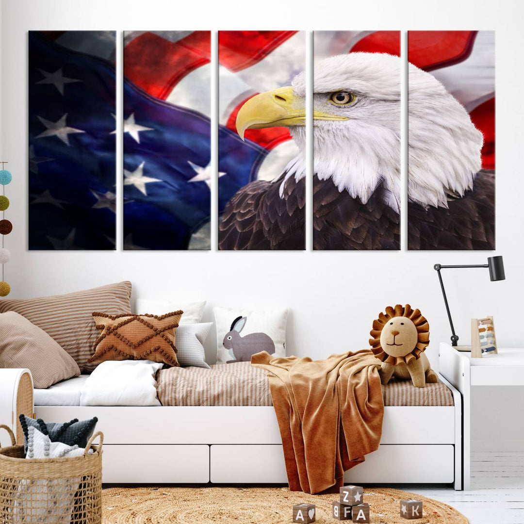 American Flag Eagle Wall Art Canvas Print