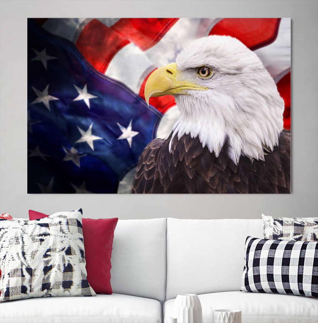 American Flag Eagle Wall Art Canvas Print