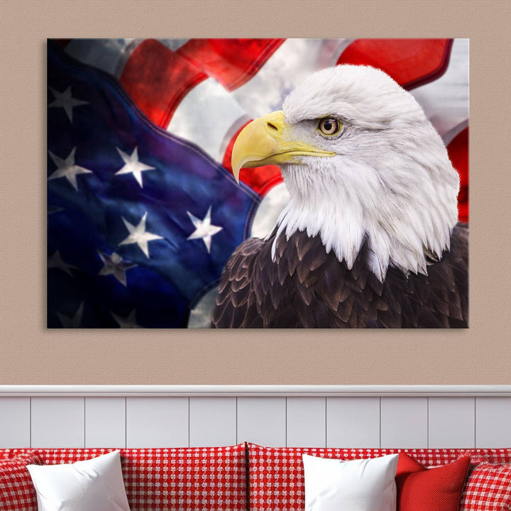 American Flag Eagle Wall Art Canvas Print