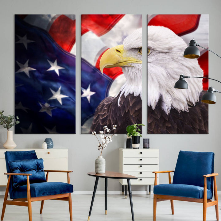 American Flag Eagle Wall Art Canvas Print