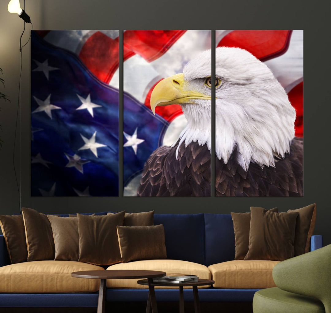 American Flag Eagle Wall Art Canvas Print