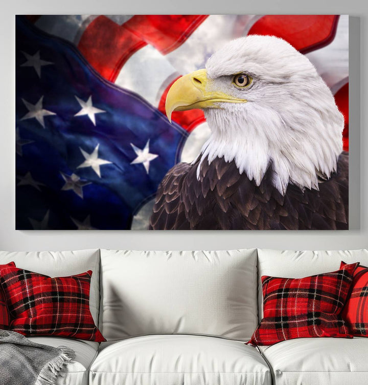 American Flag Eagle Wall Art Canvas Print