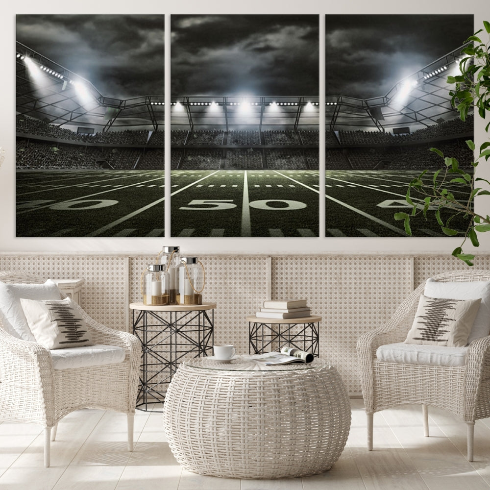 American Football Stadium Wall Art Canvas Print, Stadium Sport Wall Art Print