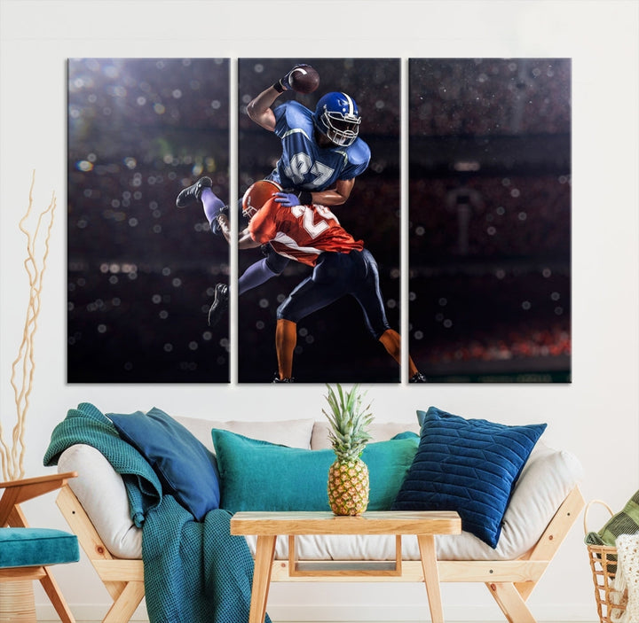 American Football Wall Art Canvas Print, Stadium Sport Wall Art Print