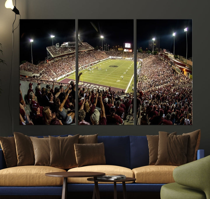 American Football Wall Art Canvas Print, Football Stadium Sports Wall Decor