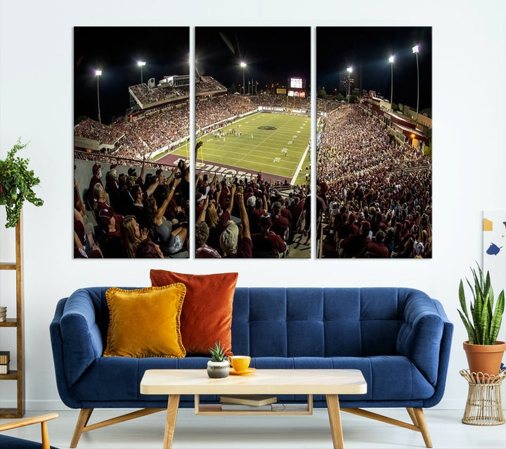 American Football Wall Art Canvas Print, Football Stadium Sports Wall Decor