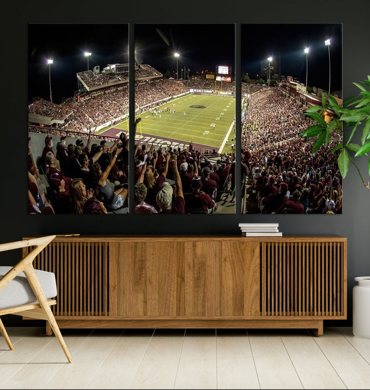 American Football Wall Art Canvas Print, Football Stadium Sports Wall Decor