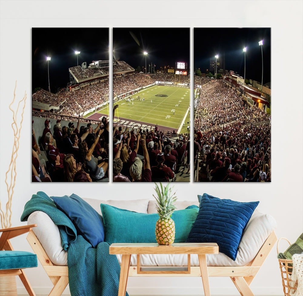 American Football Wall Art Canvas Print, Football Stadium Sports Wall Decor