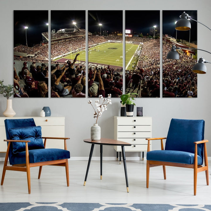 American Football Wall Art Canvas Print, Football Stadium Sports Wall Decor