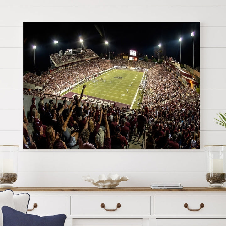 American Football Wall Art Canvas Print, Football Stadium Sports Wall Decor