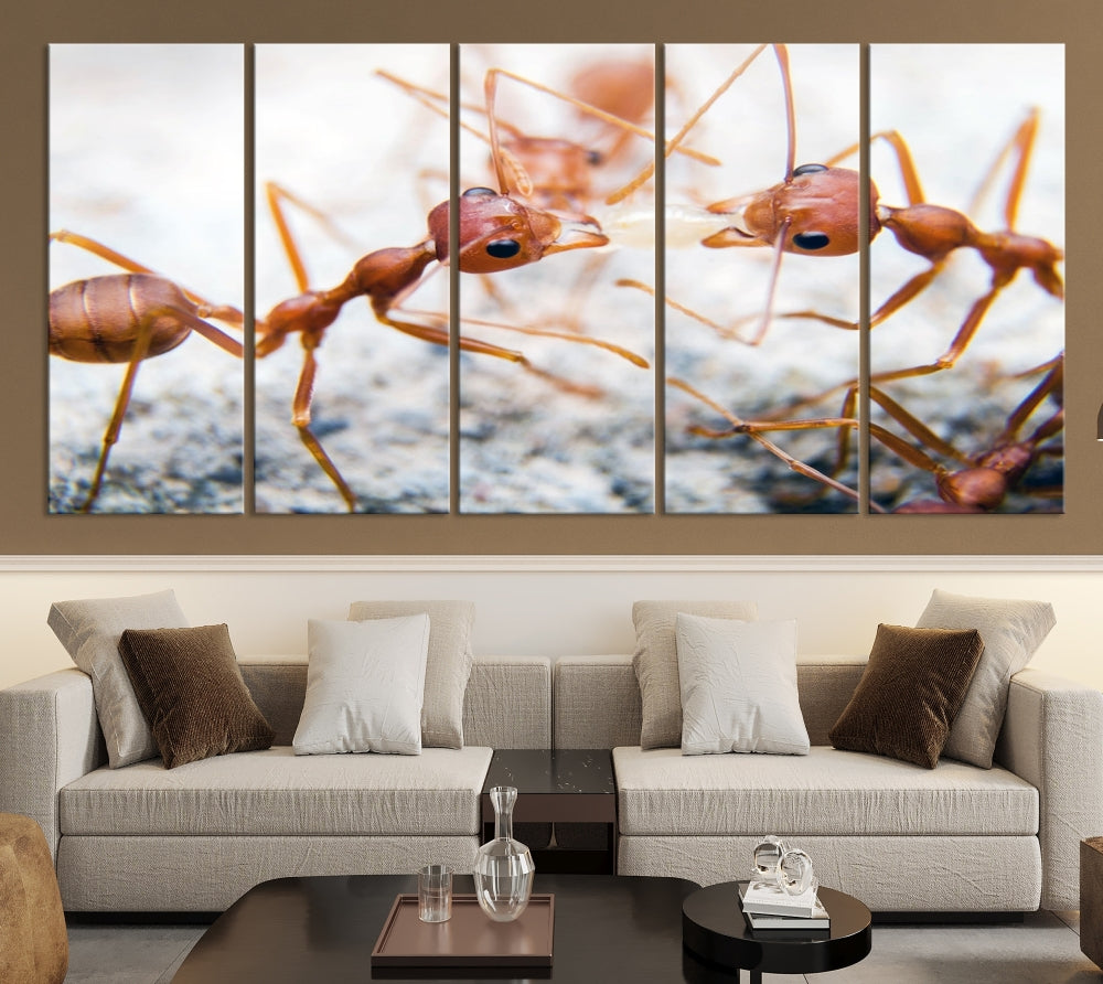 Ants Wall Art, Extra Large Animal Wall Decor, Ant Canvas Print, Farmhouse Wall Art, Set of Panel, Framed Prints