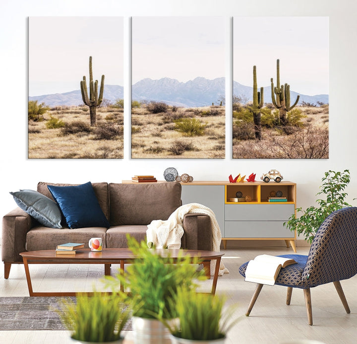 Arizona Sonoran Desert Cactus Wall Art Canvas Print Modern USA Landscape Wall Decor