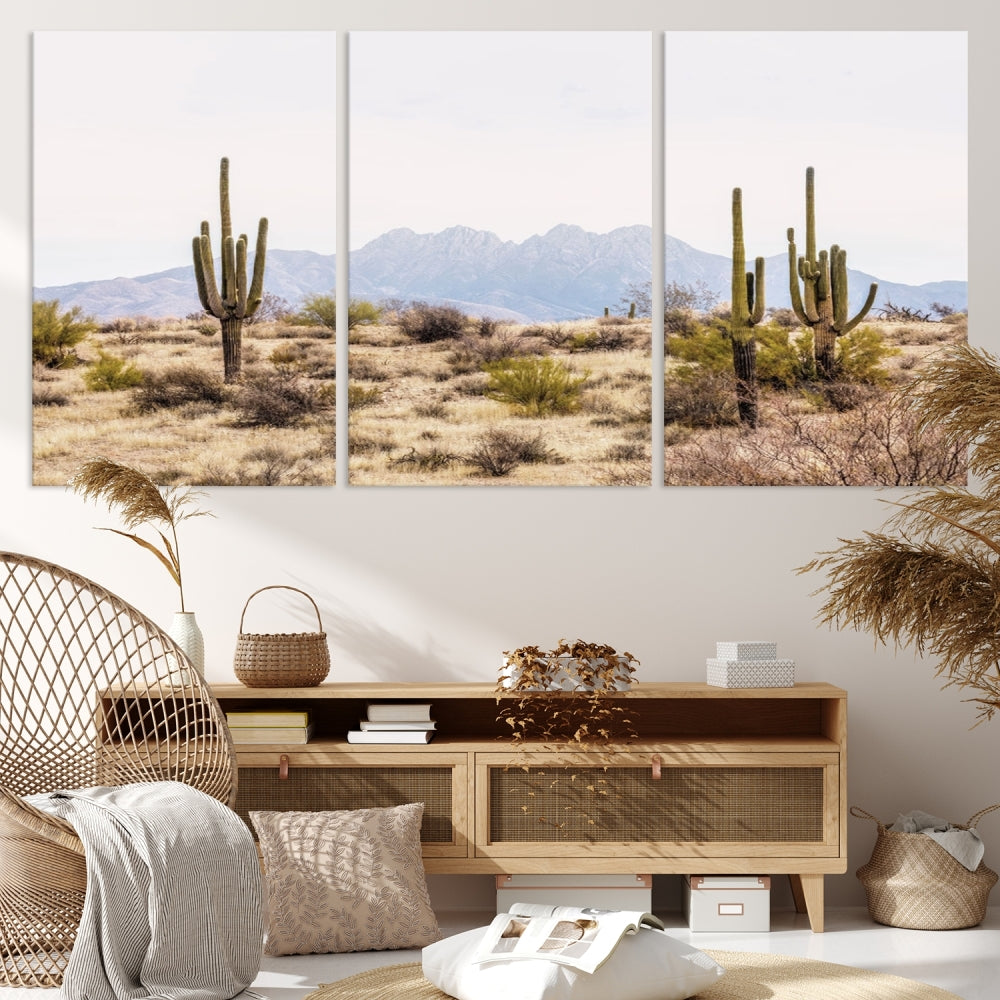 Arizona Sonoran Desert Cactus Wall Art Canvas Print Modern USA Landscape Wall Decor