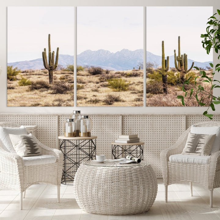 Arizona Sonoran Desert Cactus Wall Art Canvas Print Modern USA Landscape Wall Decor