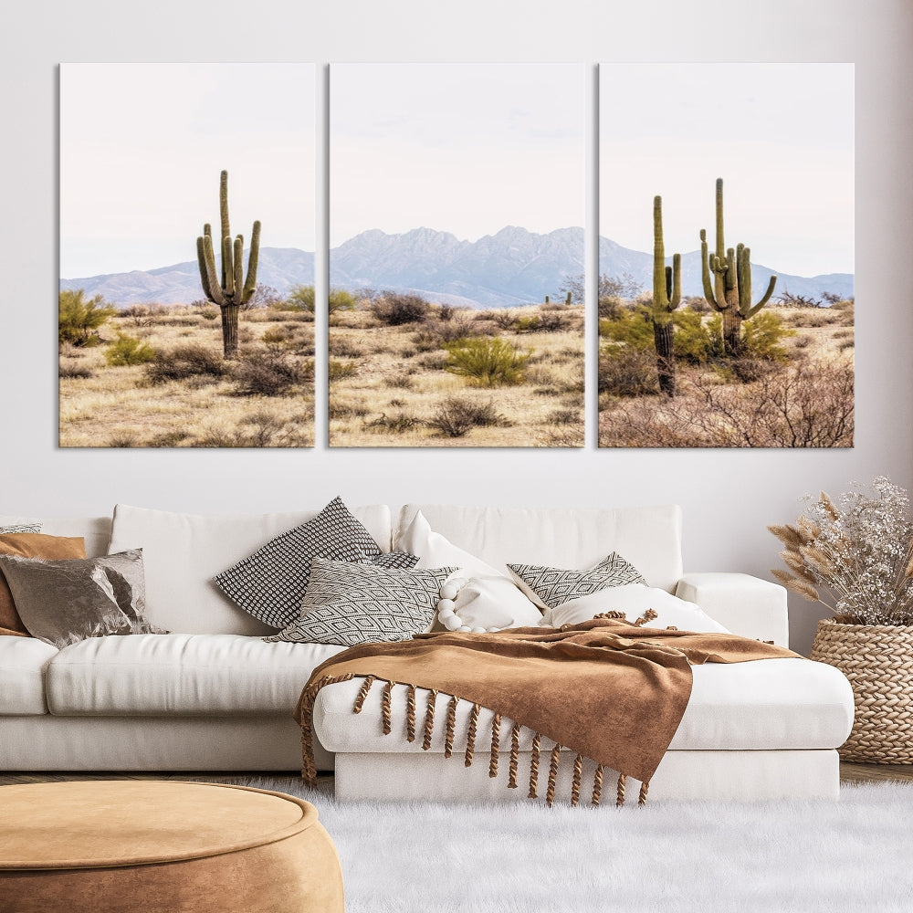 Arizona Sonoran Desert Cactus Wall Art Canvas Print Modern USA Landscape Wall Decor