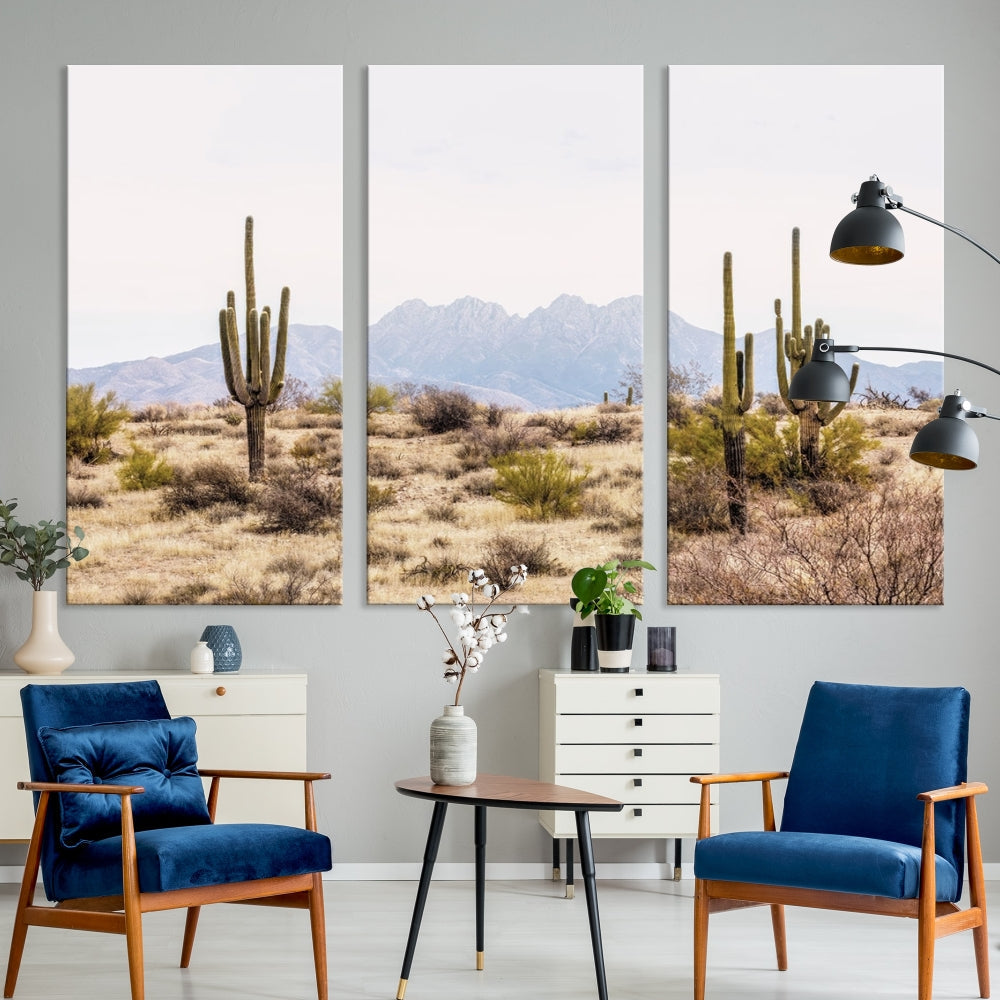 Arizona Sonoran Desert Cactus Wall Art Canvas Print Modern USA Landscape Wall Decor