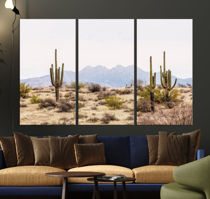 Arizona Sonoran Desert Cactus Wall Art Canvas Print Modern USA Landscape Wall Decor