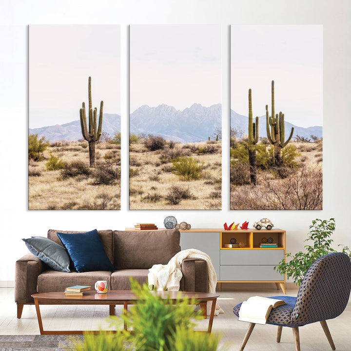 Arizona Sonoran Desert Cactus Wall Art Canvas Print Modern USA Landscape Wall Decor