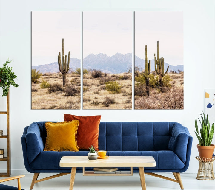 Arizona Sonoran Desert Cactus Wall Art Canvas Print Modern USA Landscape Wall Decor