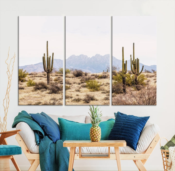 Arizona Sonoran Desert Cactus Wall Art Canvas Print Modern USA Landscape Wall Decor