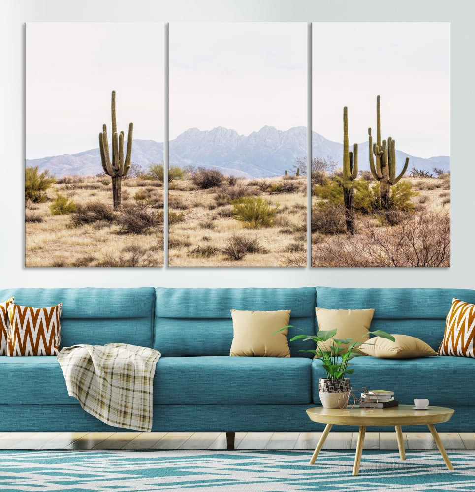 Arizona Sonoran Desert Cactus Wall Art Canvas Print Modern USA Landscape Wall Decor