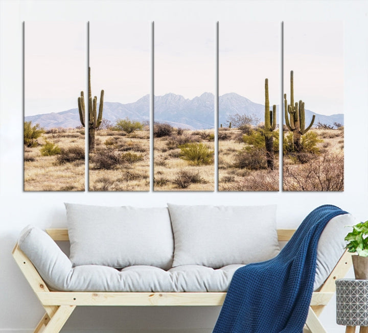 Arizona Sonoran Desert Cactus Wall Art Canvas Print Modern USA Landscape Wall Decor