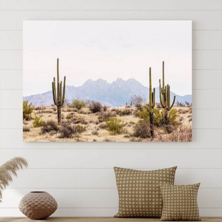 Arizona Sonoran Desert Cactus Wall Art Canvas Print Modern USA Landscape Wall Decor