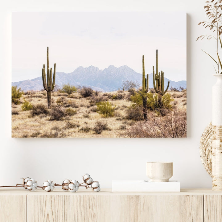 Arizona Sonoran Desert Cactus Wall Art Canvas Print Modern USA Landscape Wall Decor