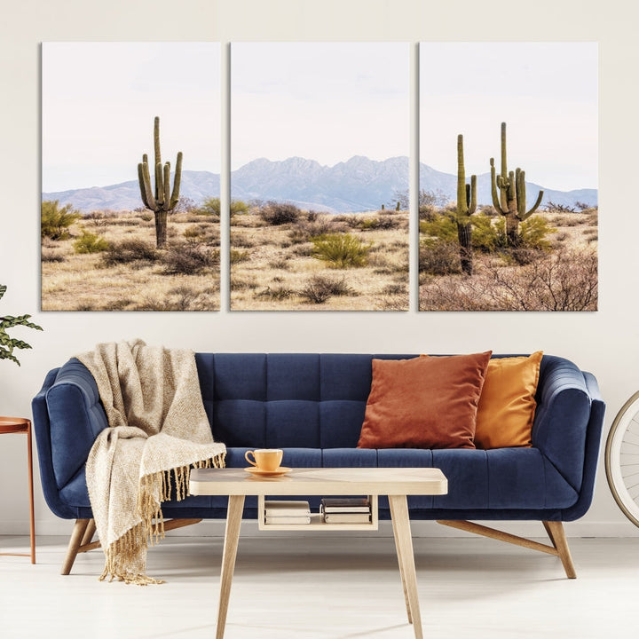 Arizona Sonoran Desert Cactus Wall Art Canvas Print Modern USA Landscape Wall Decor