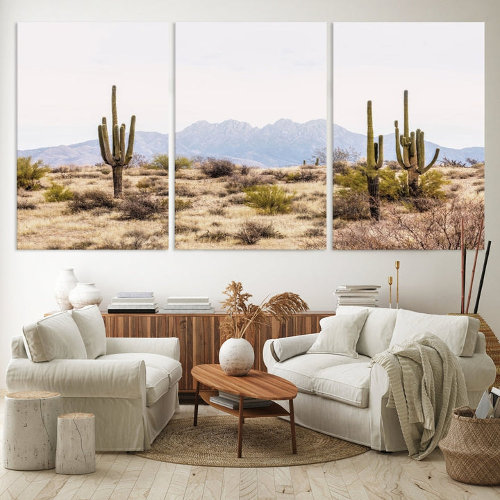 Arizona Sonoran Desert Cactus Wall Art Canvas Print Modern USA Landscape Wall Decor