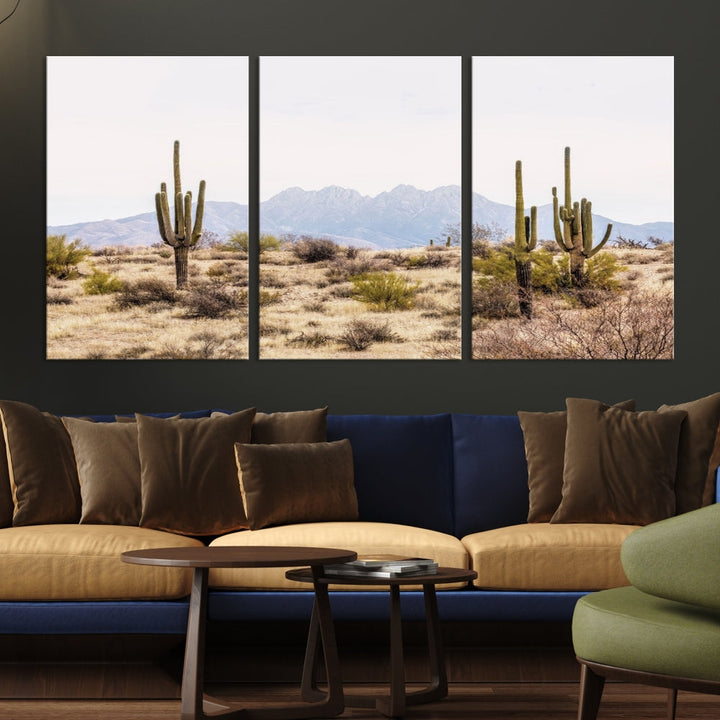 Arizona Sonoran Desert Cactus Wall Art Canvas Print Modern USA Landscape Wall Decor