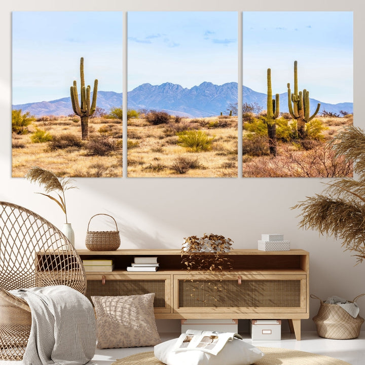 Desert Cactus Landscape Wall Art USA Arizona Canvas Print Modern Living Room Wall Decor