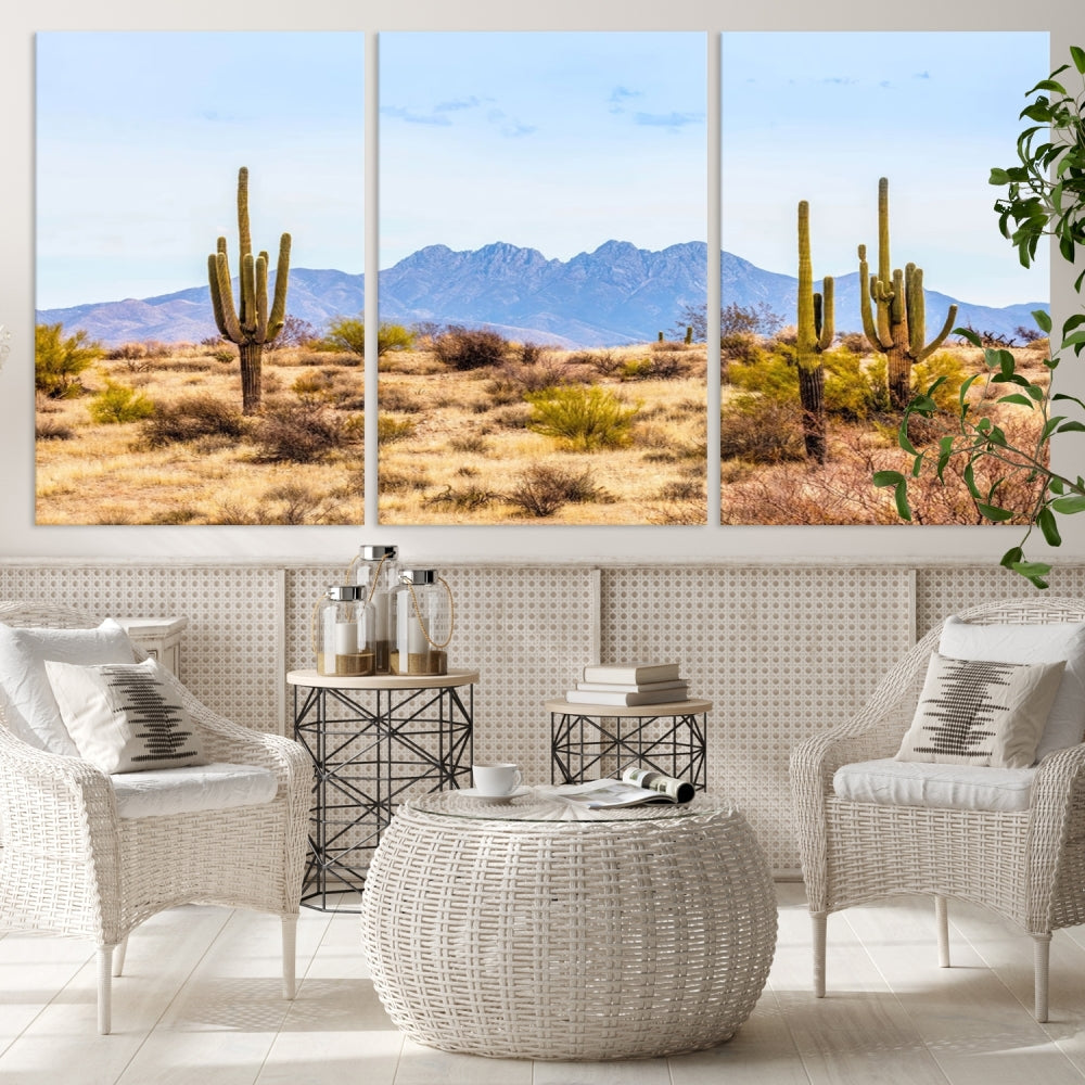 Desert Cactus Landscape Wall Art USA Arizona Canvas Print Modern Living Room Wall Decor