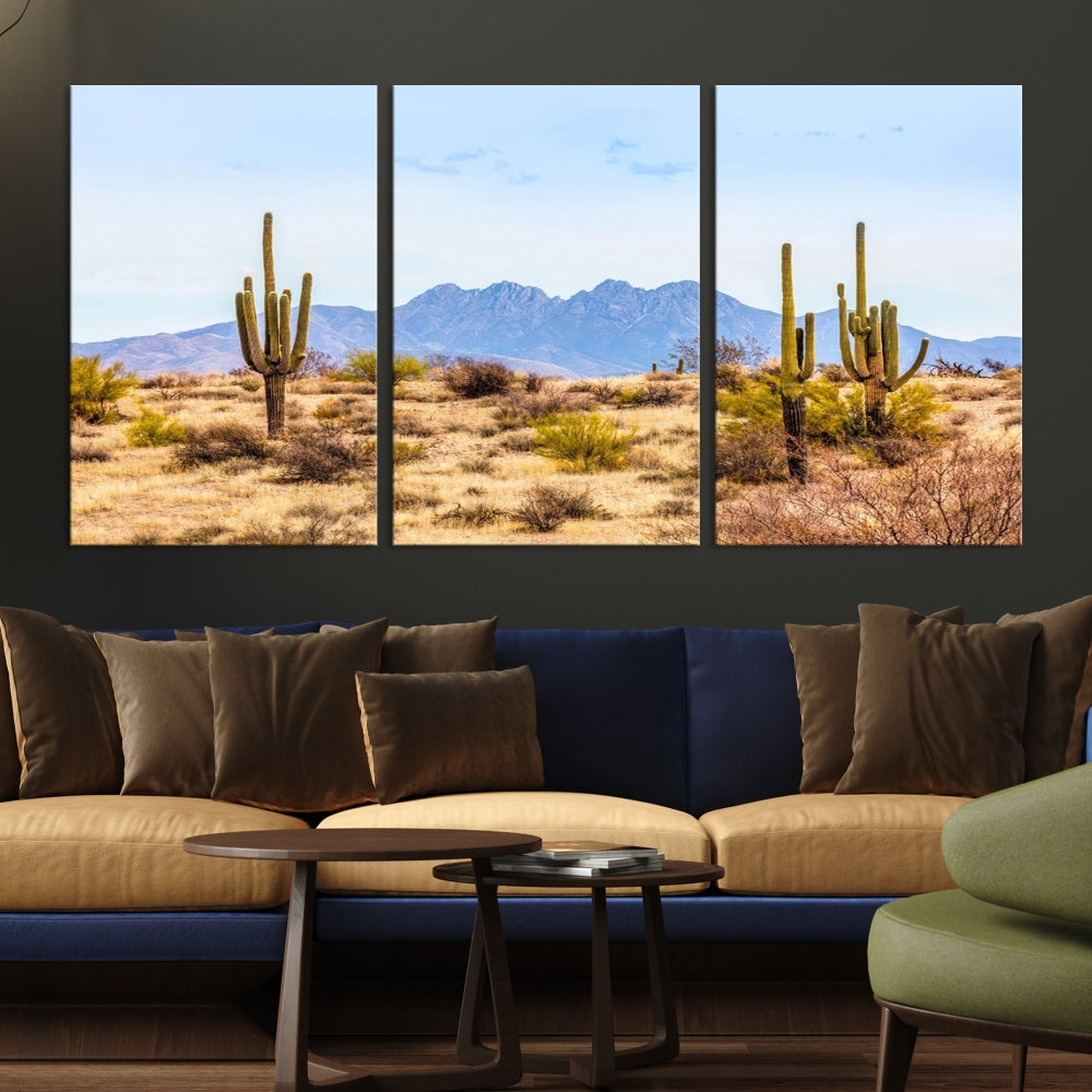 Desert Cactus Landscape Wall Art USA Arizona Canvas Print Modern Living Room Wall Decor