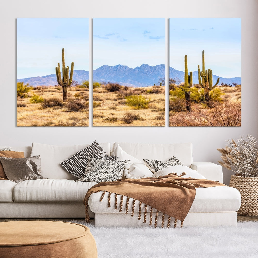 Desert Cactus Landscape Wall Art USA Arizona Canvas Print Modern Living Room Wall Decor