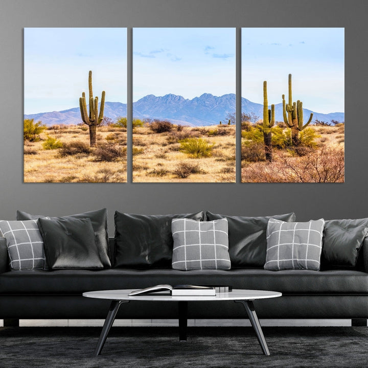 Desert Cactus Landscape Wall Art USA Arizona Canvas Print Modern Living Room Wall Decor