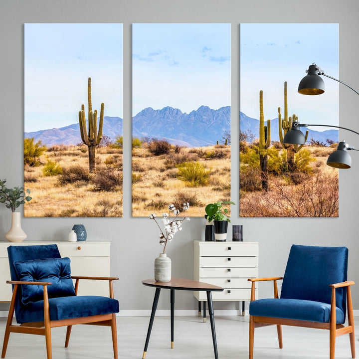 Desert Cactus Landscape Wall Art USA Arizona Canvas Print Modern Living Room Wall Decor